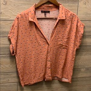 Poka Dot Pink Blouse Cropped